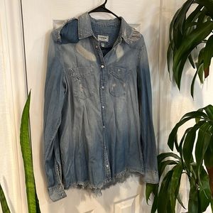 🖤 Express distressed denim boyfriend shirt - size small
